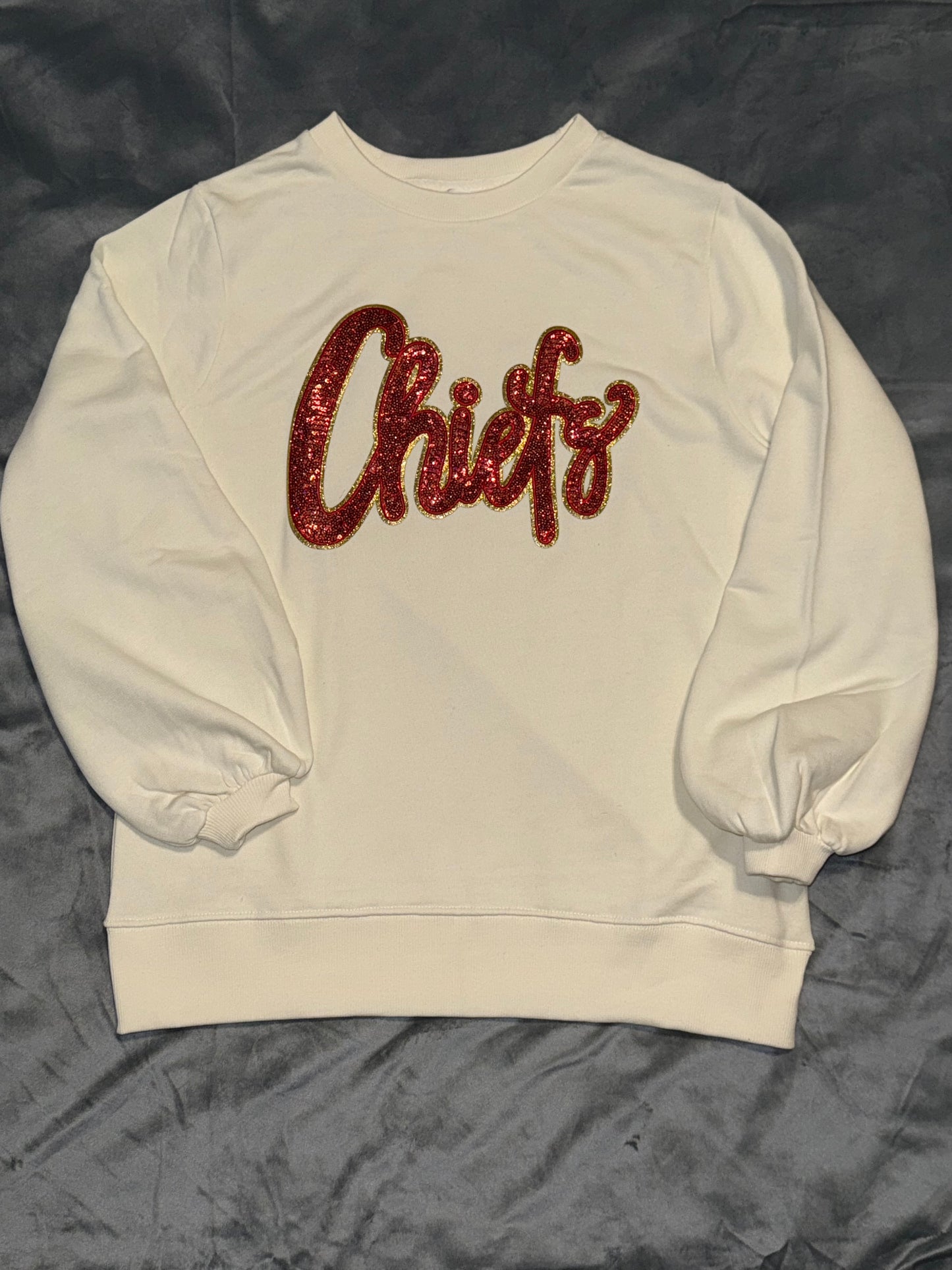 Puff Sleeve Chiefs Sequins Patch