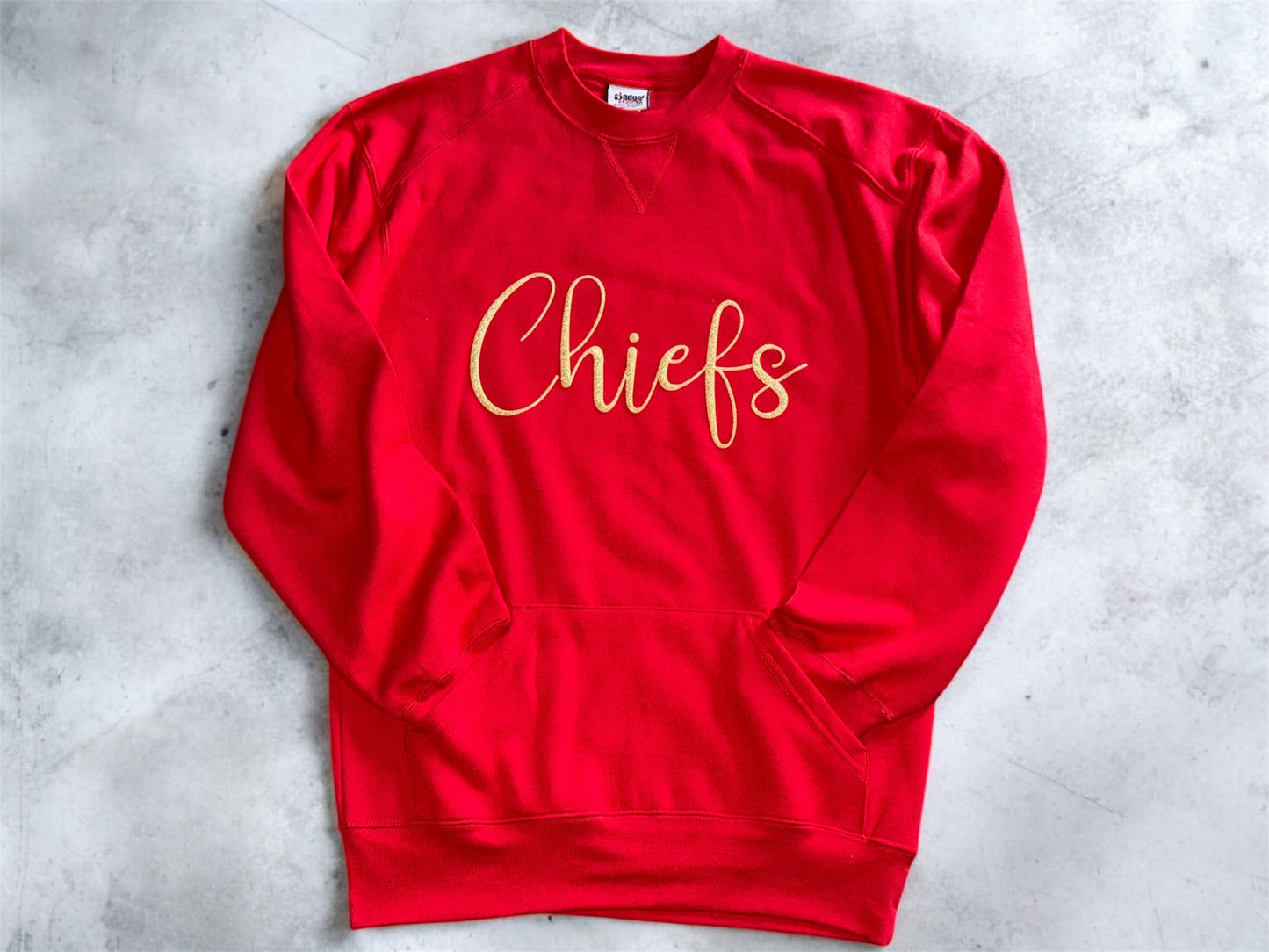 Sparkly Gold Puff Chiefs Script