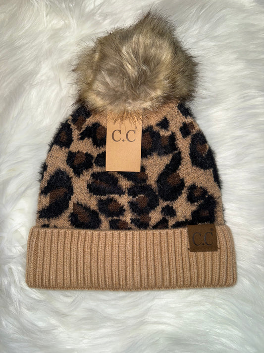 Leopard Pom Beanie