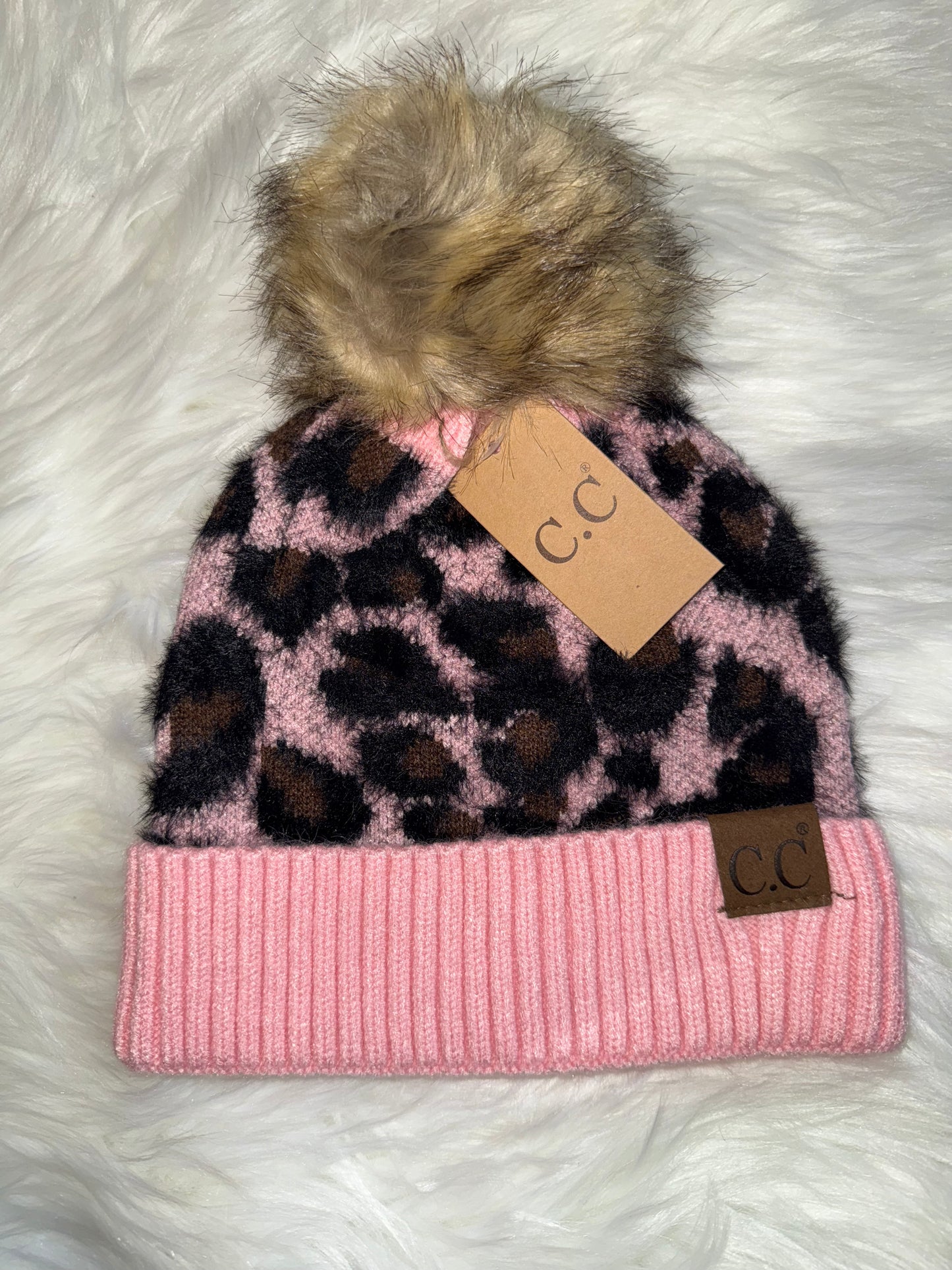 Leopard Pom Beanie
