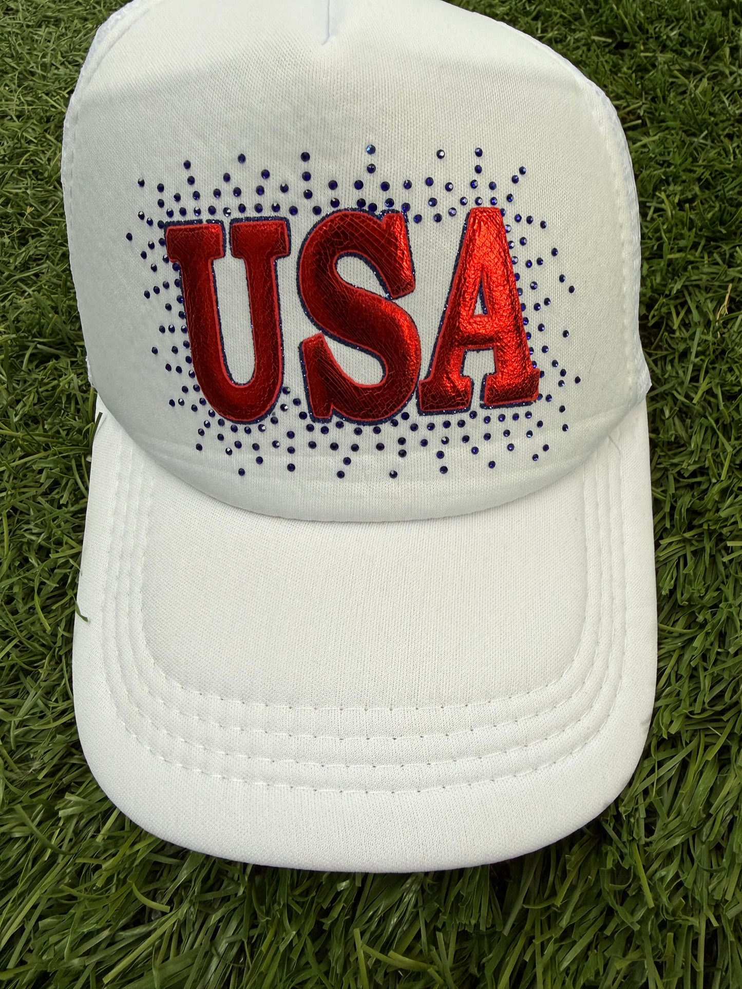 USA Rhinestone Trucker Hat