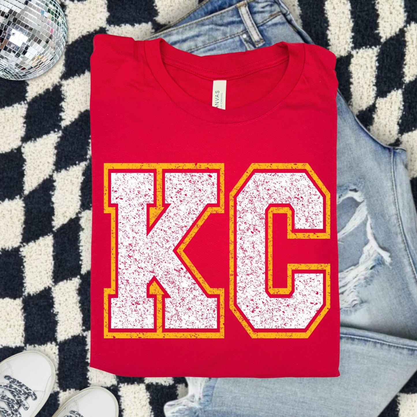 KC Grunge Varsity White & Yellow