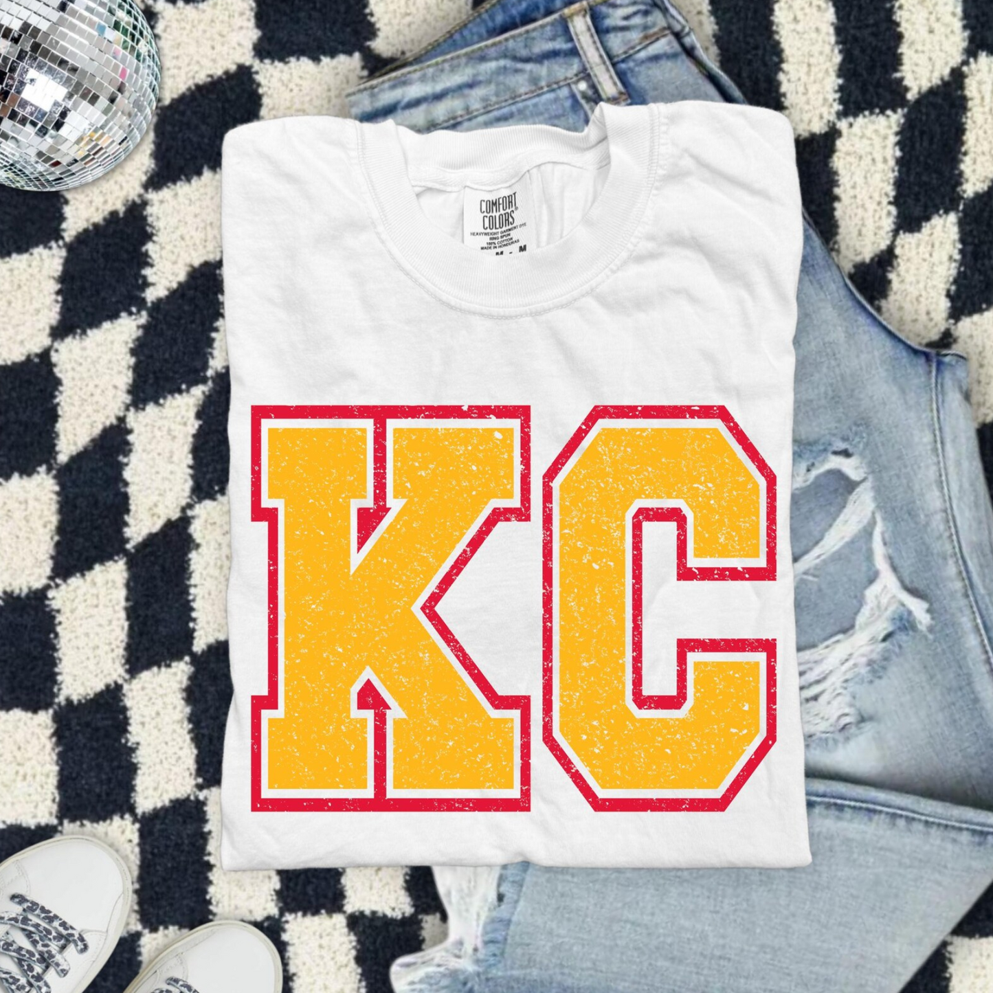 KC Grunge Varsity White & Yellow