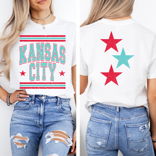 Kansas City Stars & Stripes Tee - Teal and Red