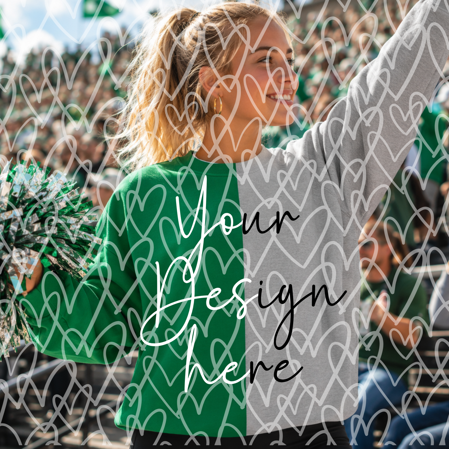 Gildan Heavy Blend Split-Color Sweatshirt Mockup Bundle | 10 Football Stadium Lifestyle Mockups