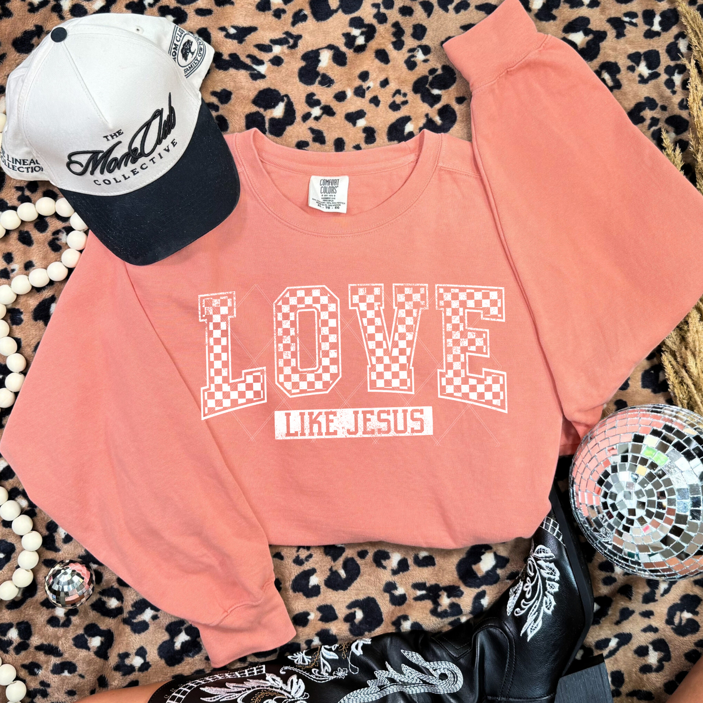 LOVE Like Jesus Checkered Sweatshirt