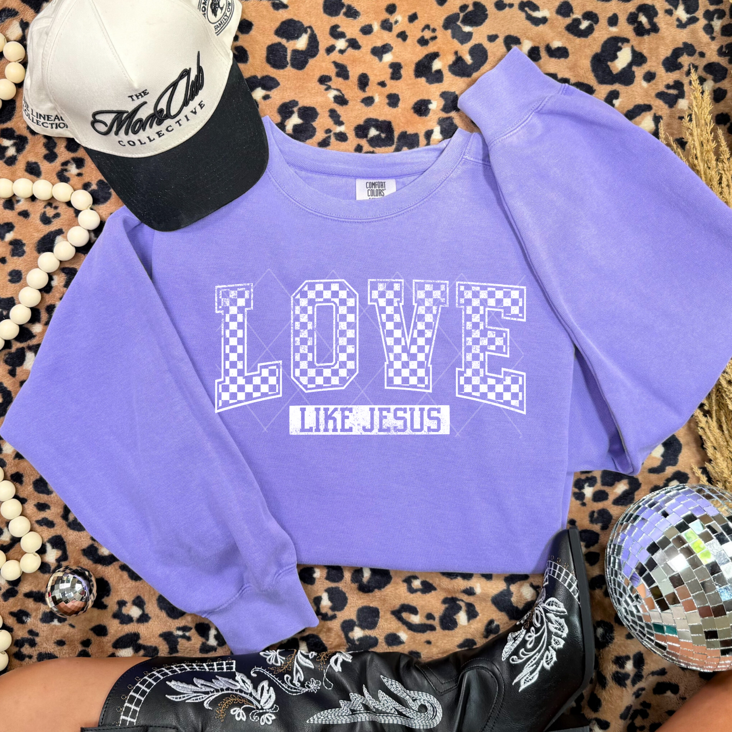 LOVE Like Jesus Checkered Sweatshirt