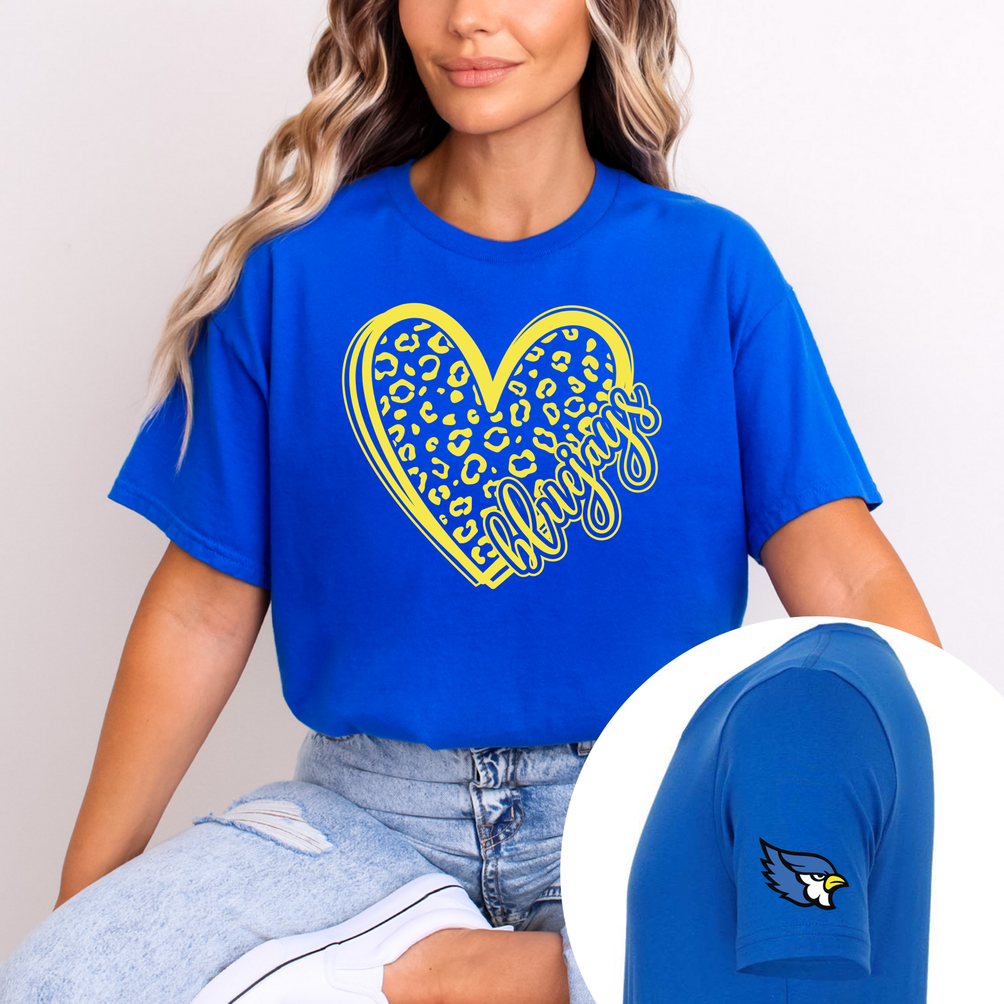 Bluejay Leopard Heart w/ Sleeve Mascot