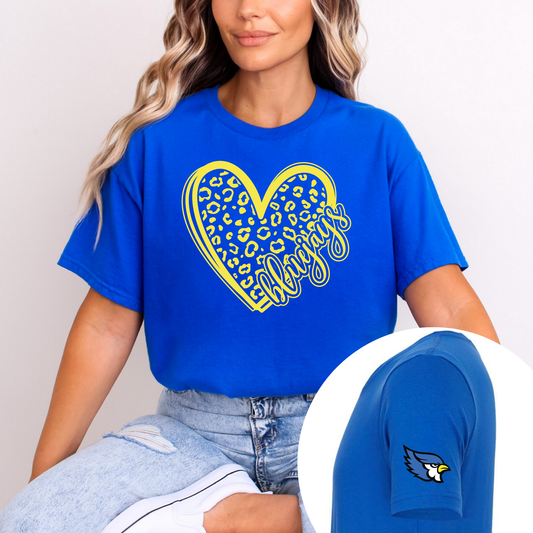 Bluejay Leopard Heart w/ Sleeve Mascot (Youth)