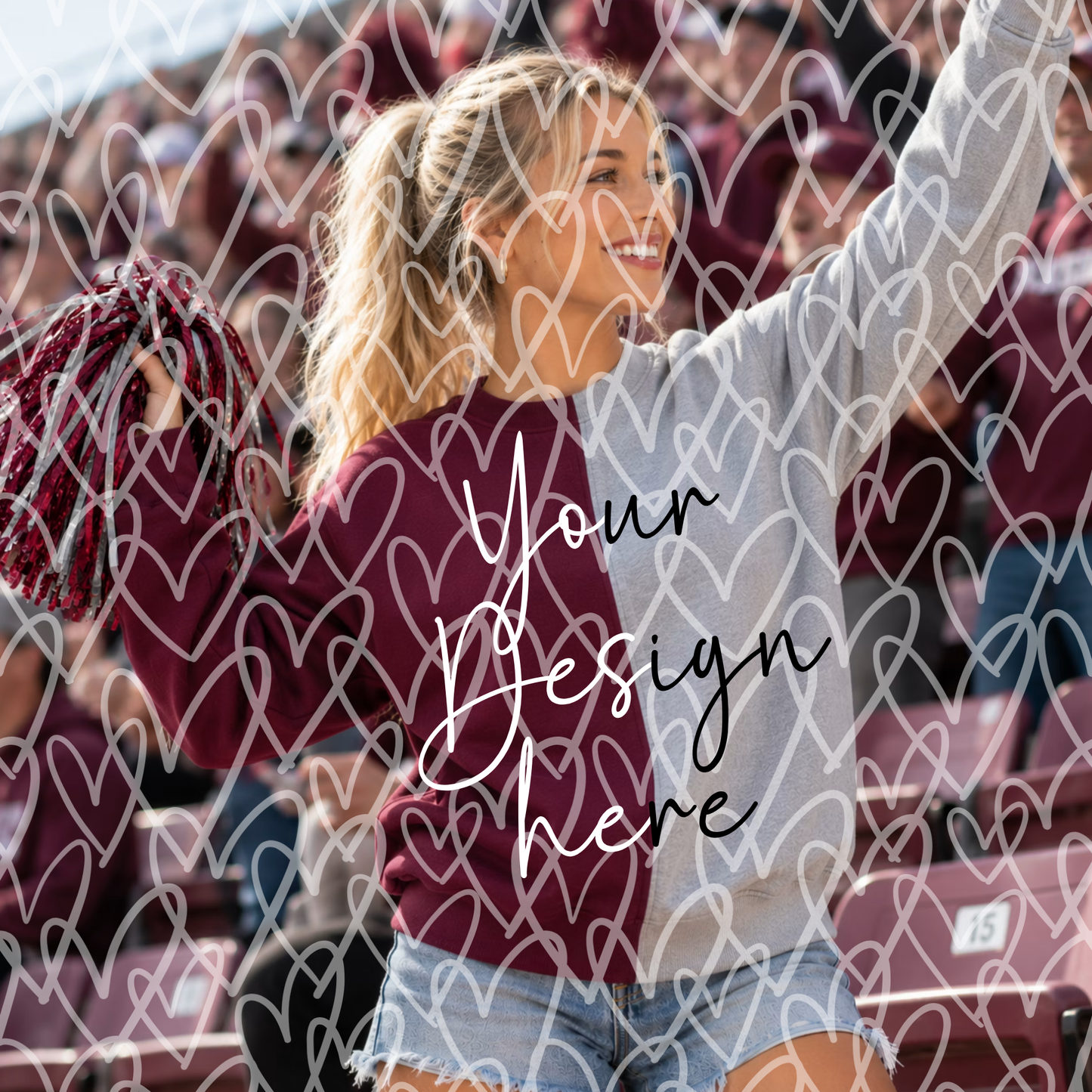 Gildan Heavy Blend Split-Color Sweatshirt Mockup Bundle | 10 Football Stadium Lifestyle Mockups