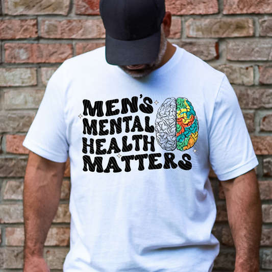 Men's Mental Health Matters. Strong men speak up. Strong men ask for help. Strong men support each other.
