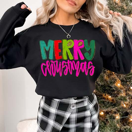 Merry Christmas Bright Lettering Sweatshirt – Festive Holiday Crewneck