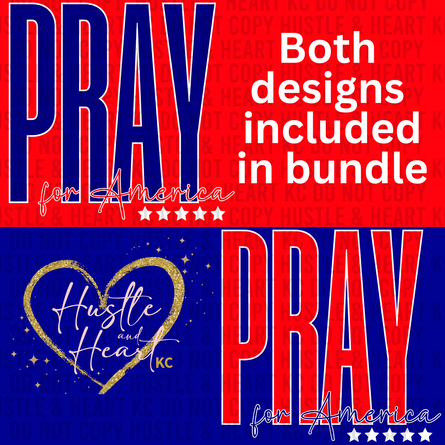 PRAY for America Digital PNG Bundle – Red & Blue Patriotic Design