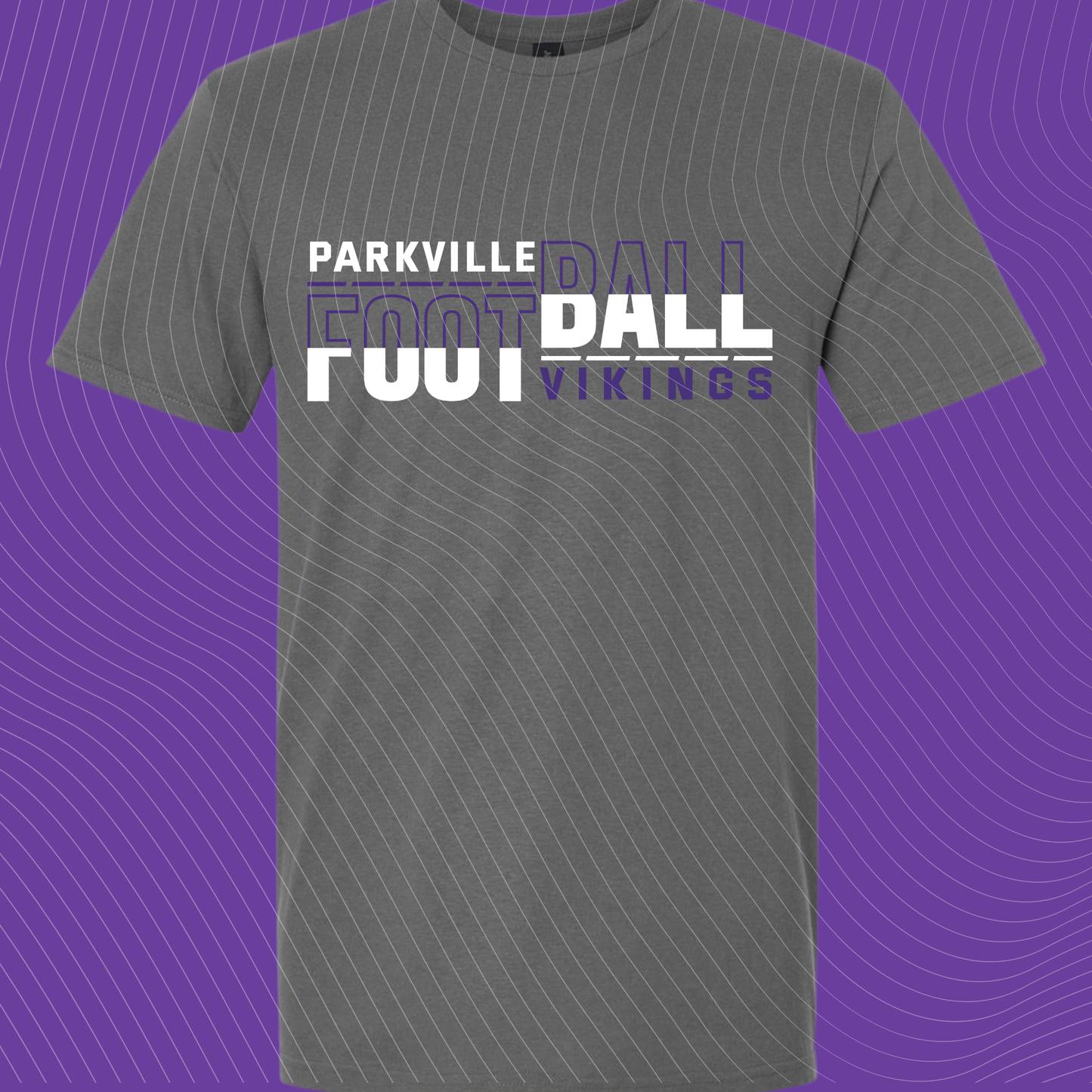 Parkville Vikings Football Layered Typography Spirit Wear Youth