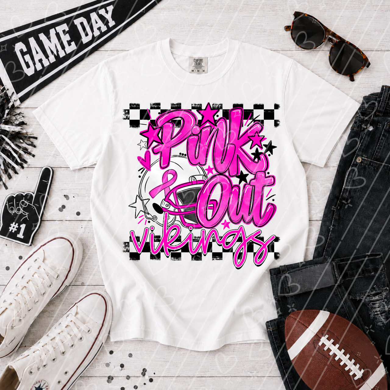 Pink Out Helmet - Vikings