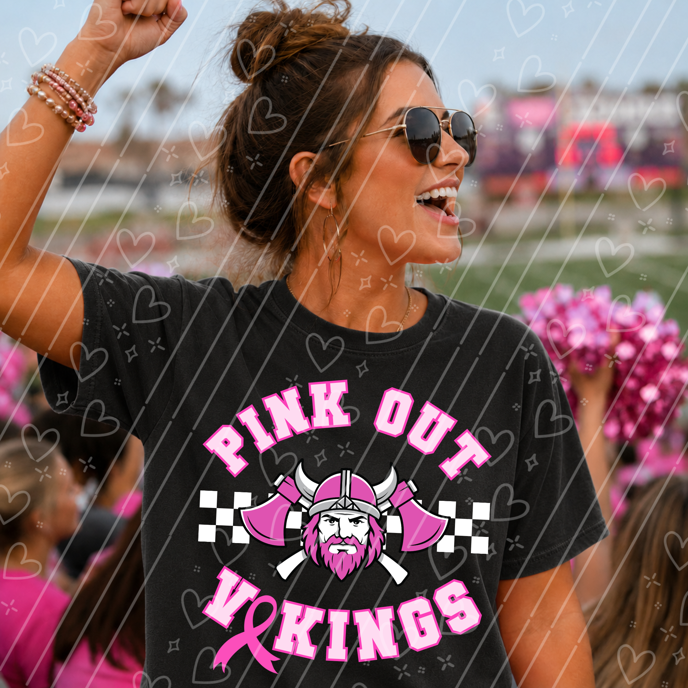Pink Out Vikings Checkered