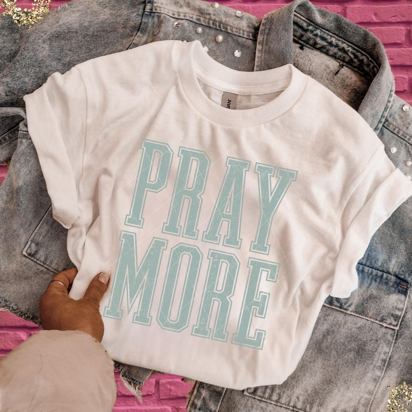 PRAY MORE – Vintage Varsity Christian Sweatshirt