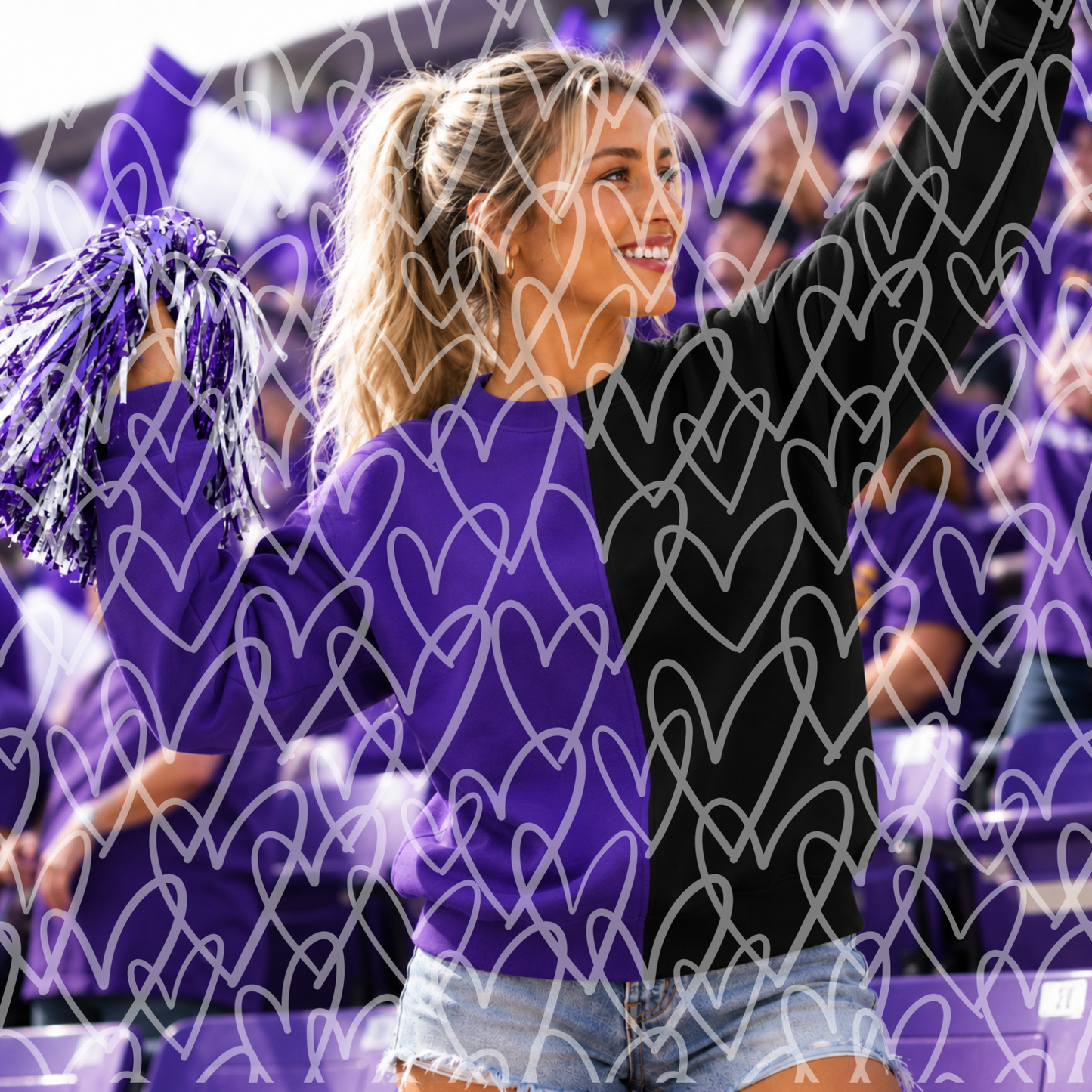 Gildan Heavy Blend Split-Color Sweatshirt Mockup Bundle | 10 Football Stadium Lifestyle Mockups