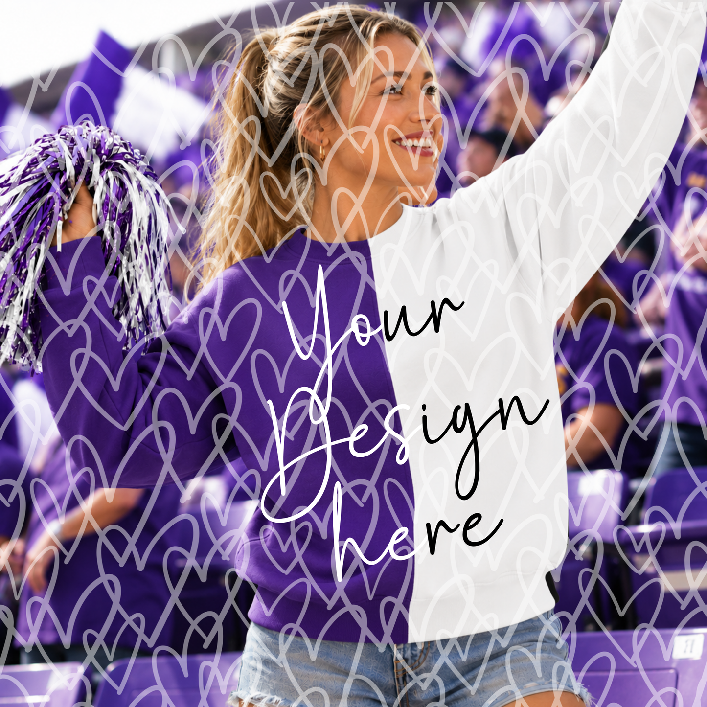 Gildan Heavy Blend Split-Color Sweatshirt Mockup Bundle | 10 Football Stadium Lifestyle Mockups