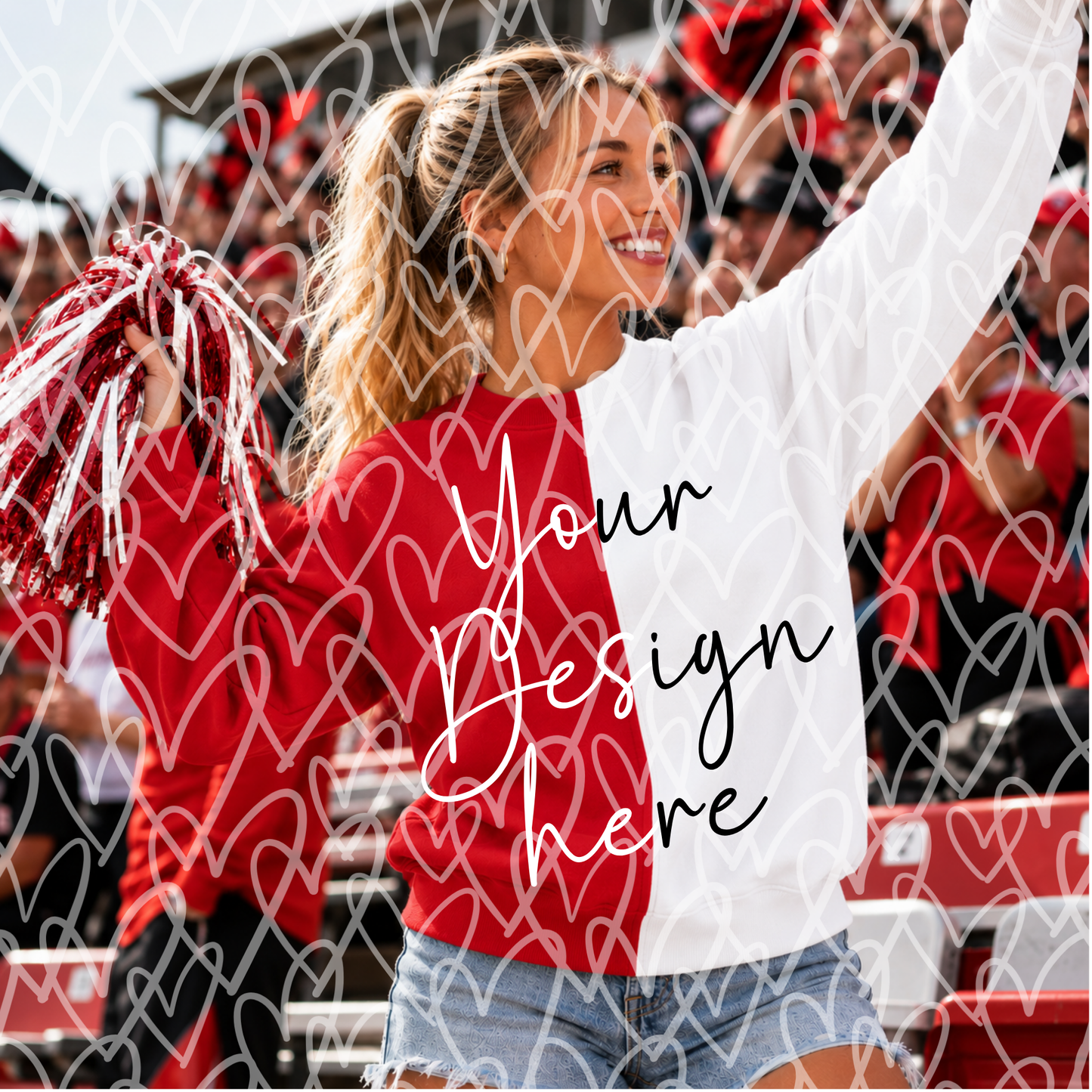Gildan Heavy Blend Split-Color Sweatshirt Mockup Bundle | 10 Football Stadium Lifestyle Mockups