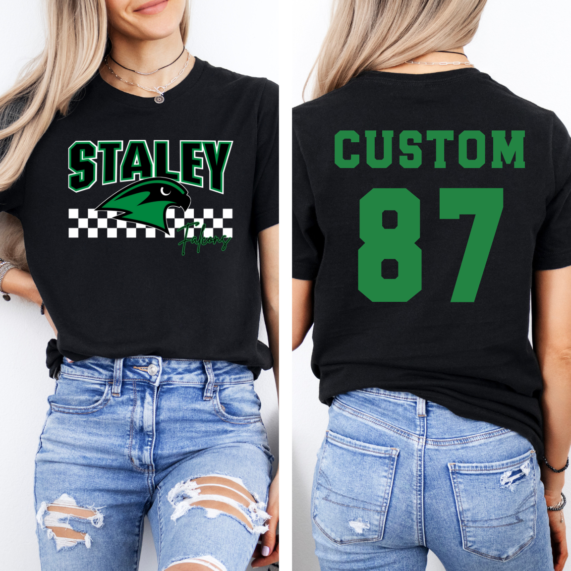 Staley Falcons Checkered + Custom Name & Number
