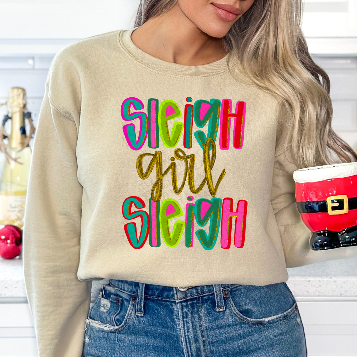 Sleigh Girl Sleigh Christmas Sweatshirt – Bright & Sassy Holiday Crewneck