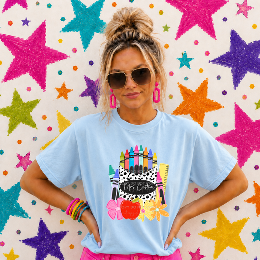 Spotted Crayon Box Custom Name T-Shirt