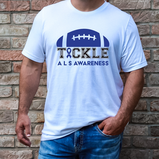 “Tackle ALS Awareness” Football Tee – Game Day Meets Purpose