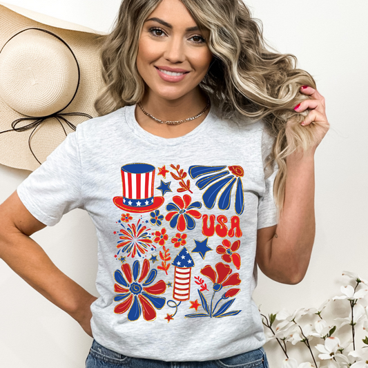 USA Retro Floral Fireworks