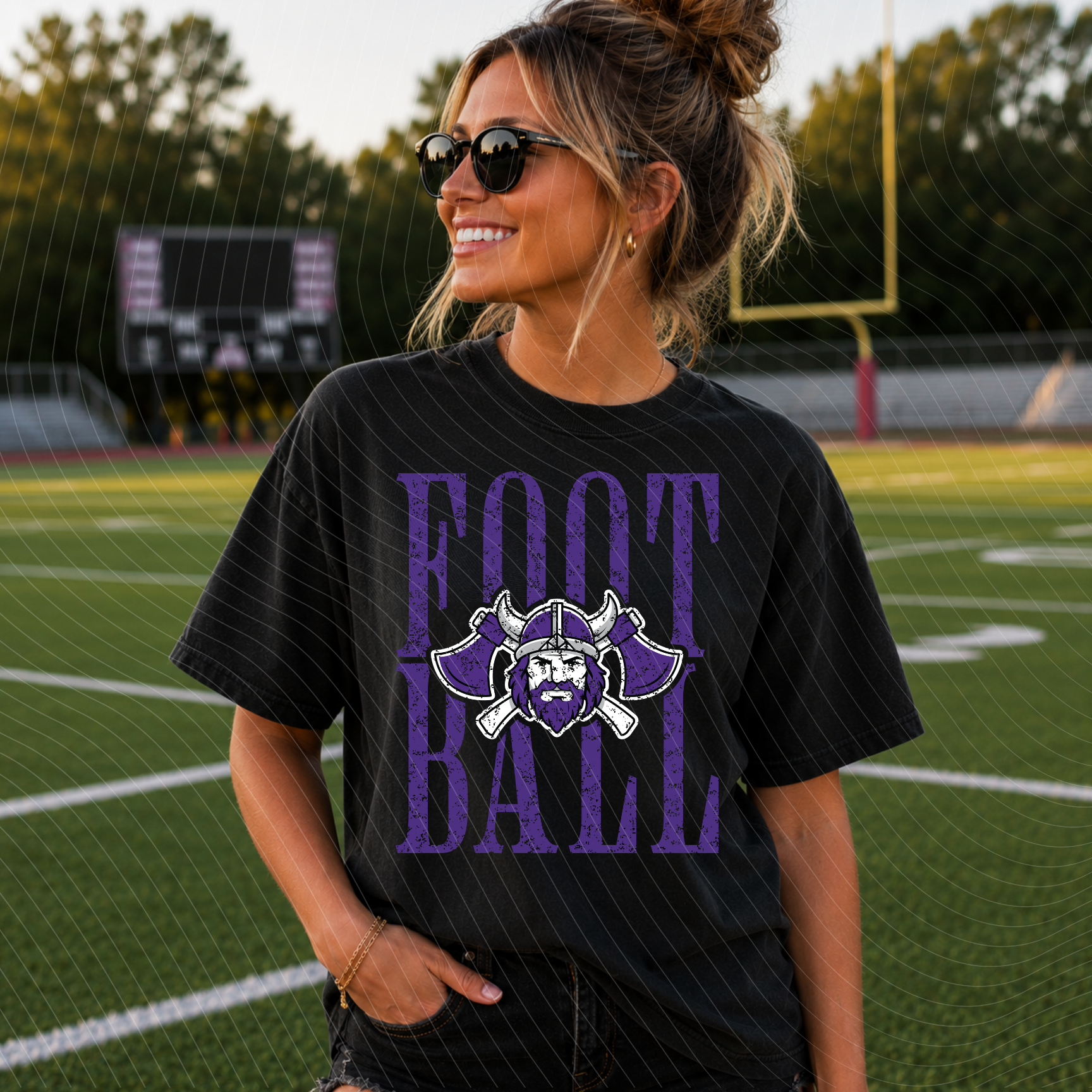 Vikings Football Tall Distressed Logo