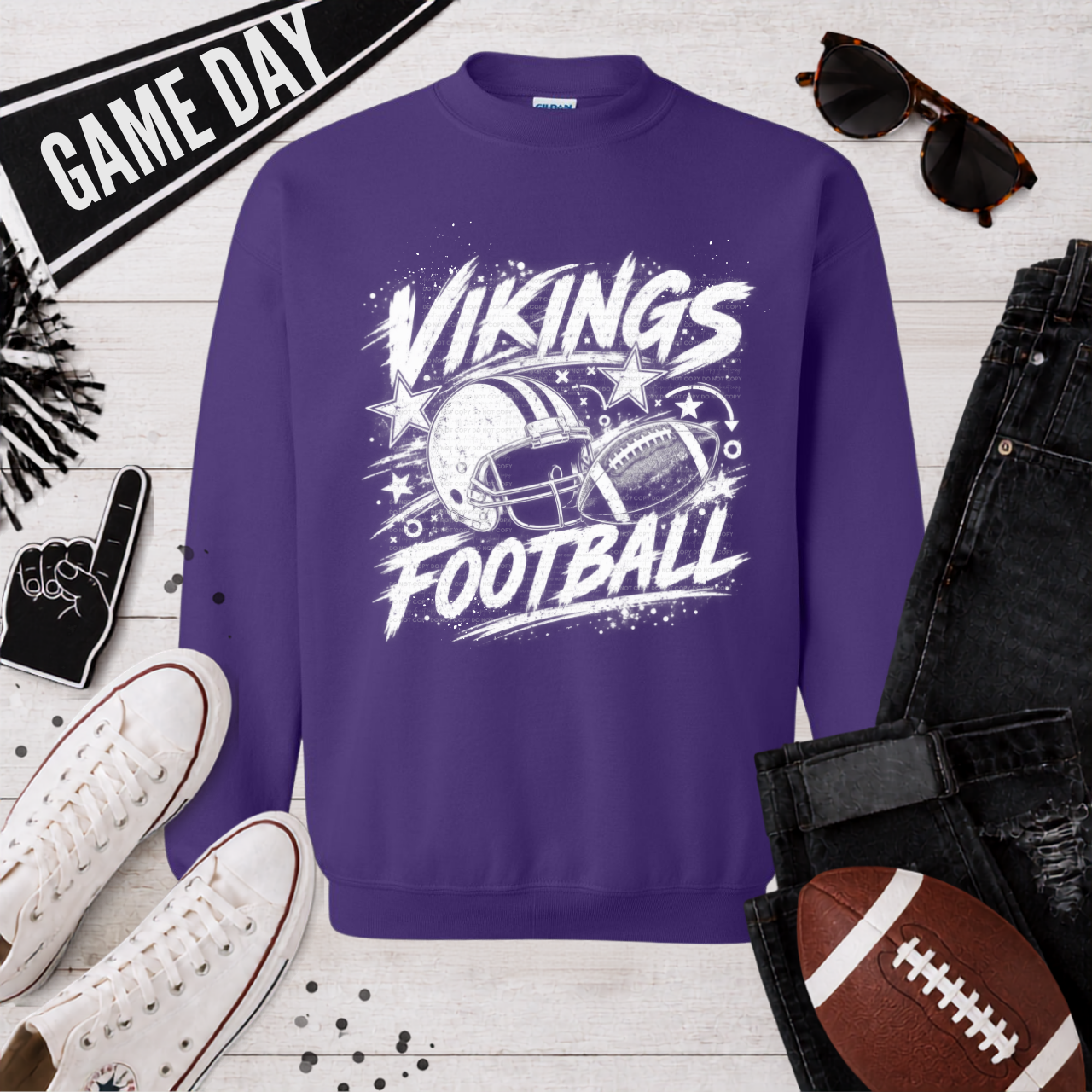 Vikings Football White Graffiti