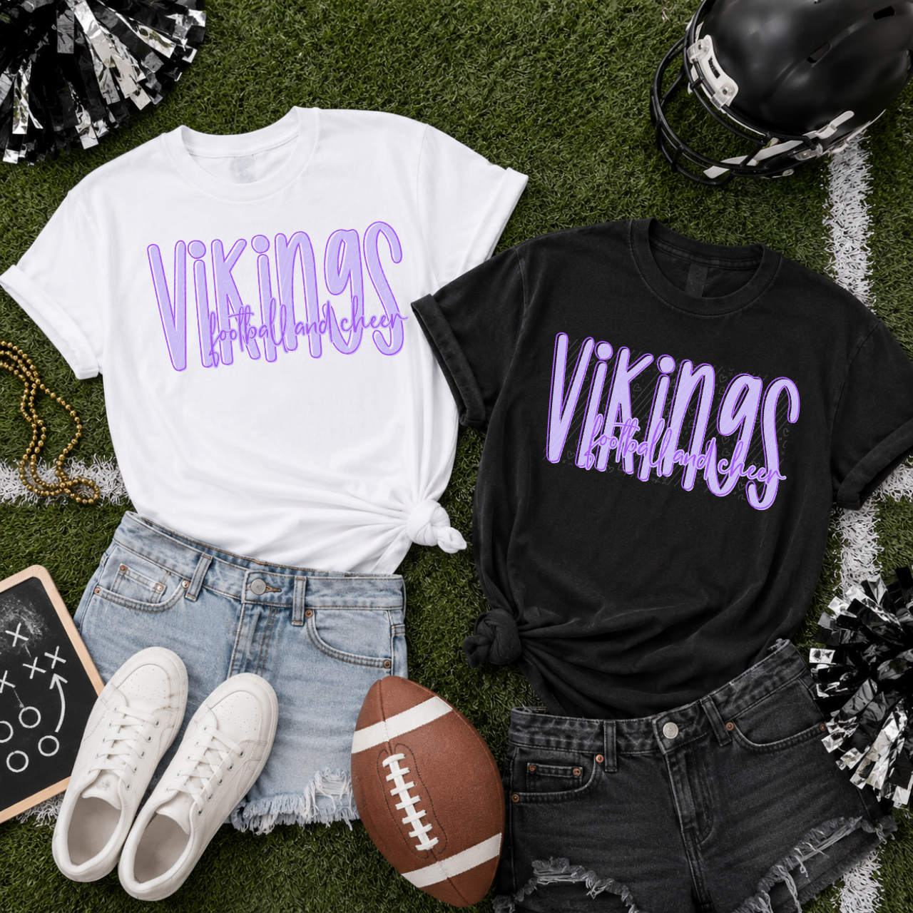 Vikings Football and Cheer Double Stack | Purple on Purple