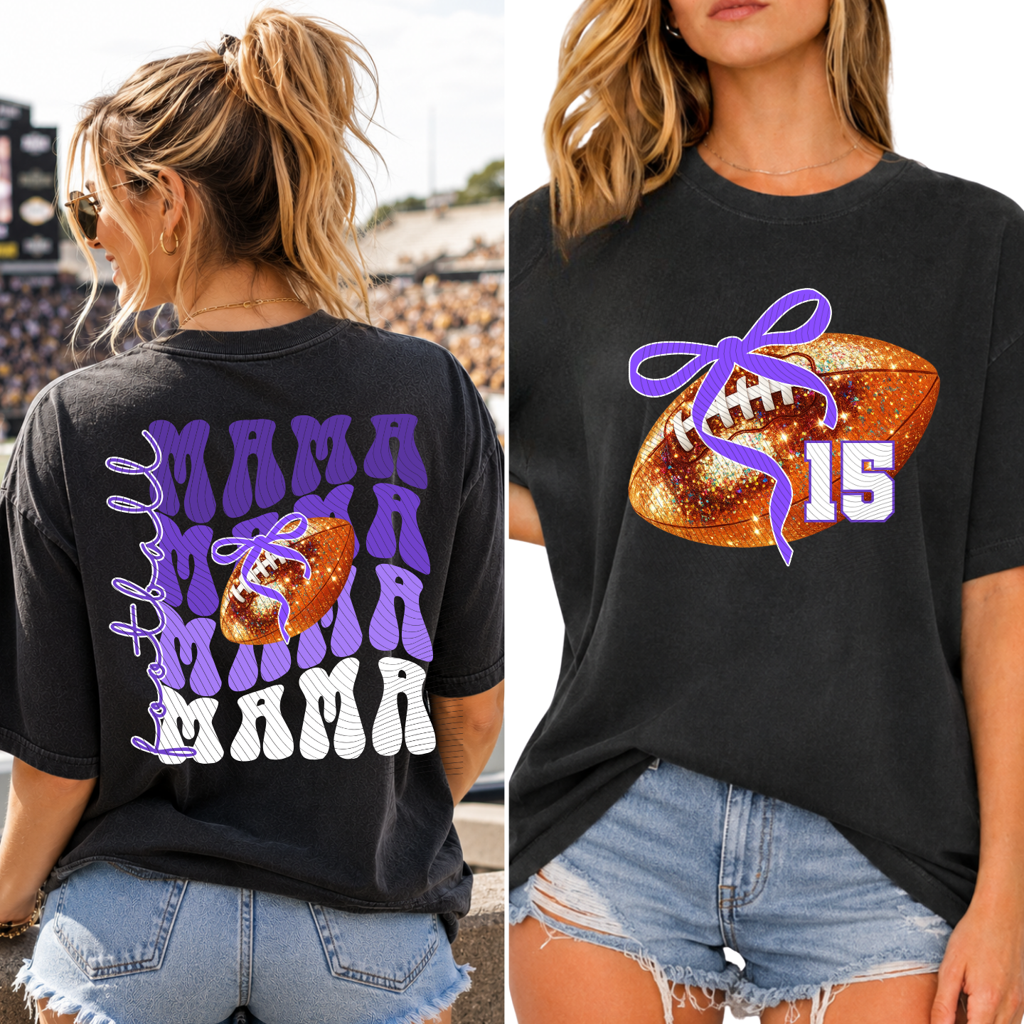 Wavy Football Mama | Custom Team Color + Player Number