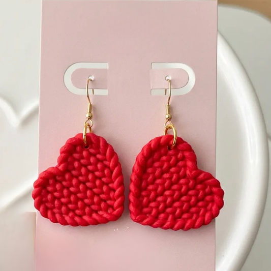 Woven Heart Dangle Earrings