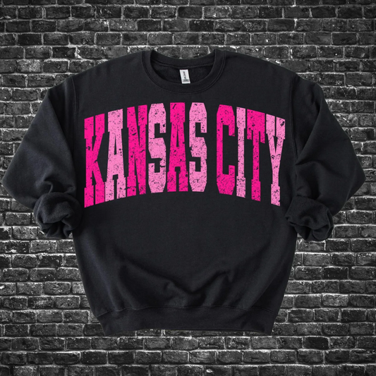 Youth Kansas City Varsity Distressed Oversized - Pink