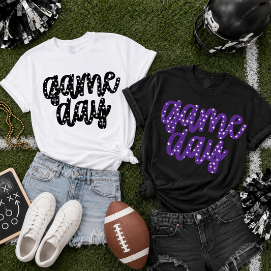 Game Day | Distressed Spirit Wear | Black and Purple Youth